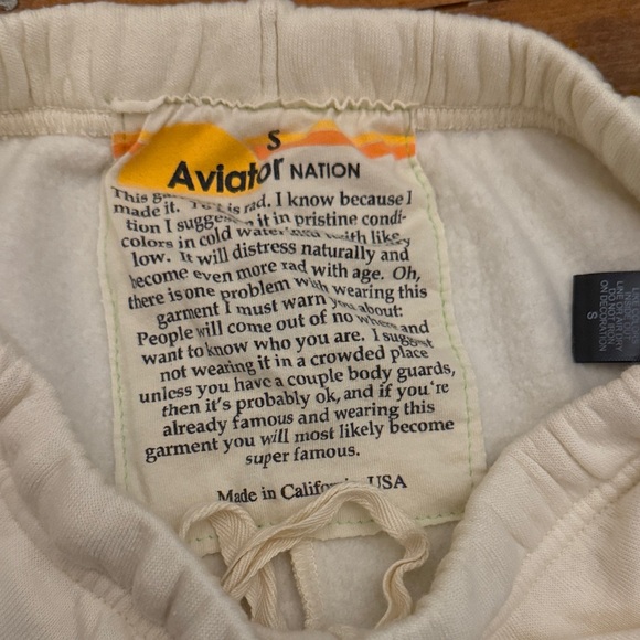 Aviator Nation Cream Joggers with Rainbow Detail - Picture 2 of 2